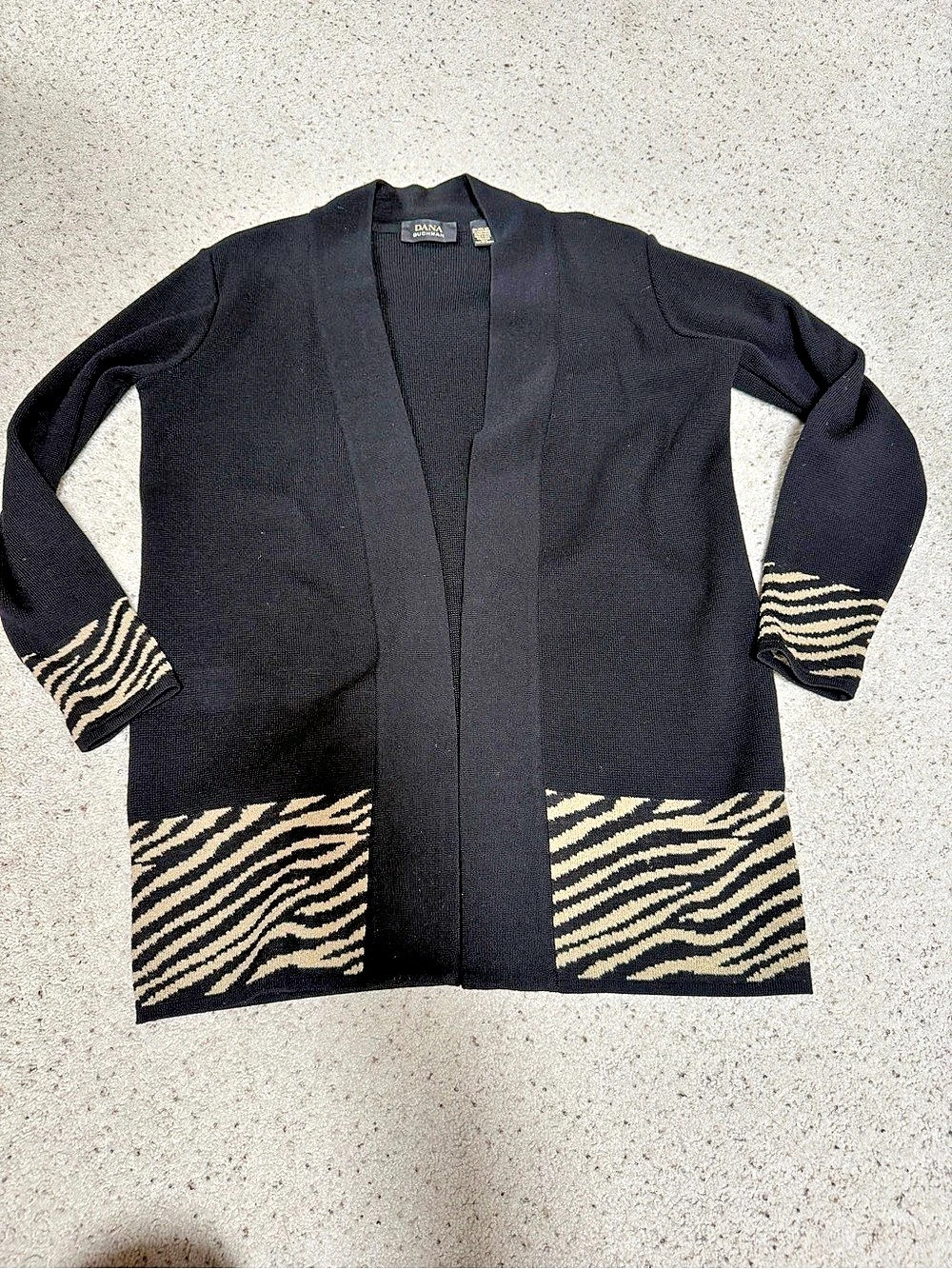 Dana Buchman Animal Print Cardigan Black & Cream Size Small